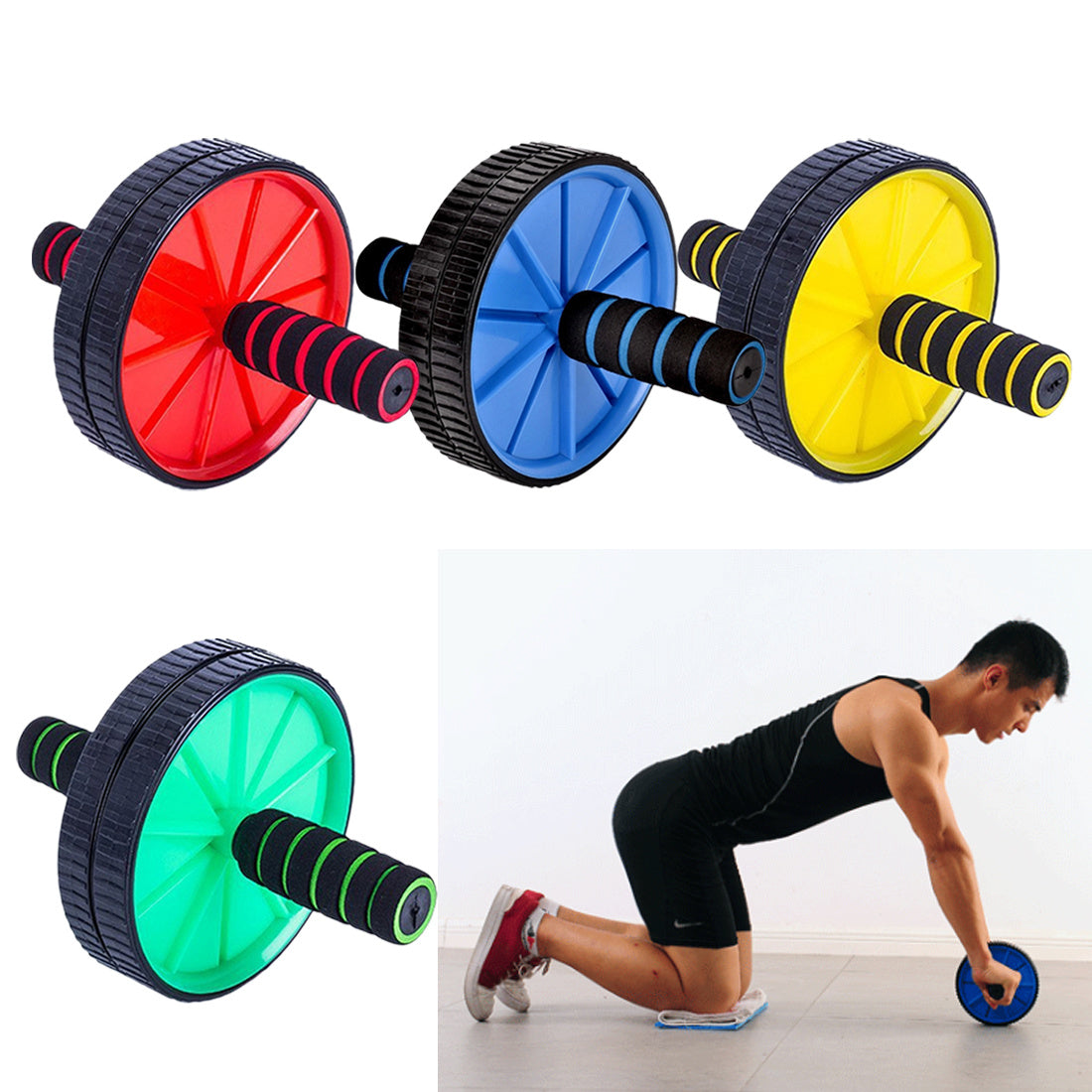 Double Wheel Abdominal Roller - Core Strength and Stability Trainer